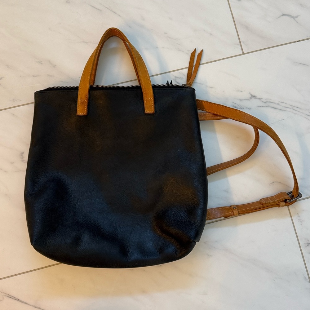 Able Black Tote with Tan Handles